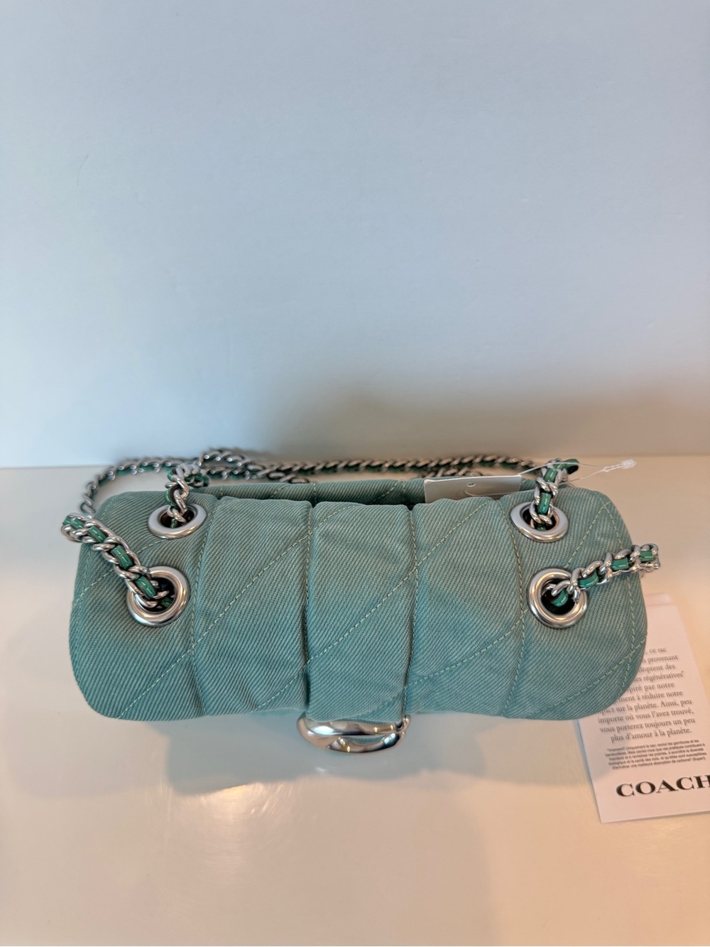 NWT Coach Tabby Colorful Denim Shoulder Bag 20 With Quilting Crossbody-IVY GREEN - Picture 9 of 13